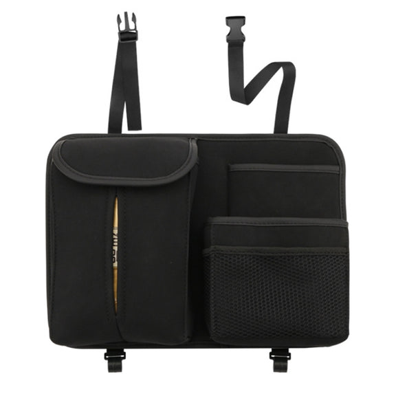 DE RAN FU Flip Fur Car Seat BackTissue Box Storage Hanging Bag With Hook(Black)
