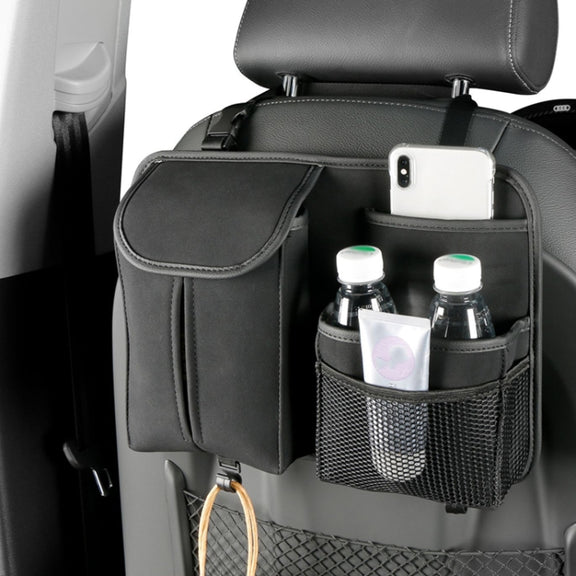 DE RAN FU Flip Fur Car Seat BackTissue Box Storage Hanging Bag With Hook(Black)