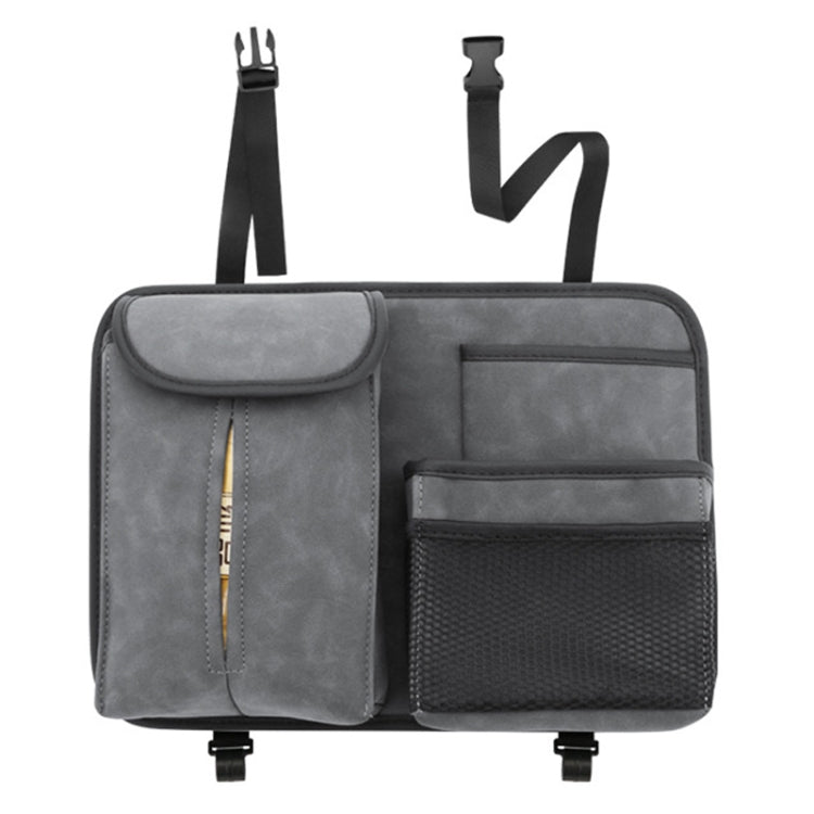 DE RAN FU Flip Fur Car Seat BackTissue Box Storage Hanging Bag With Hook(Grey)