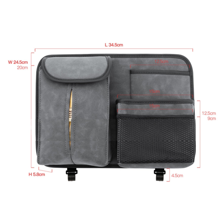 DE RAN FU Flip Fur Car Seat BackTissue Box Storage Hanging Bag With Hook(Grey)