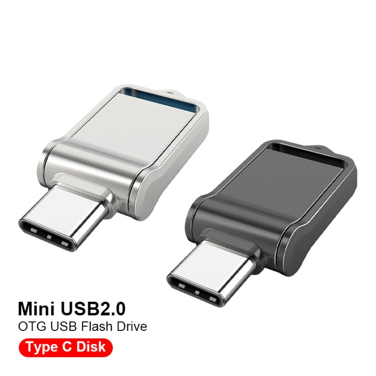 32GB USB 2.0 + Type-C/USB-C High Speed Mini Computer and Phone Dual-purpose Rotary U Disk(Silver)