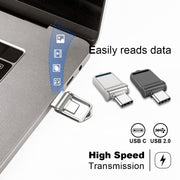 64GB USB 2.0 + Type-C/USB-C High Speed Mini Computer and Phone Dual-purpose Rotary U Disk(Black)