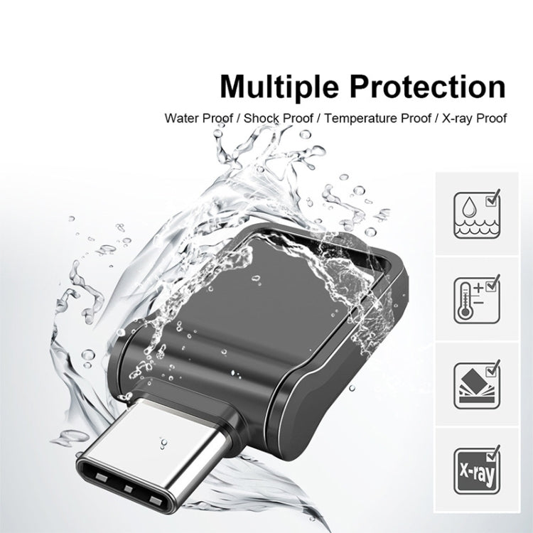 128GB USB 2.0 + Type-C/USB-C High Speed Mini Computer and Phone Dual-purpose Rotary U Disk(Silver)