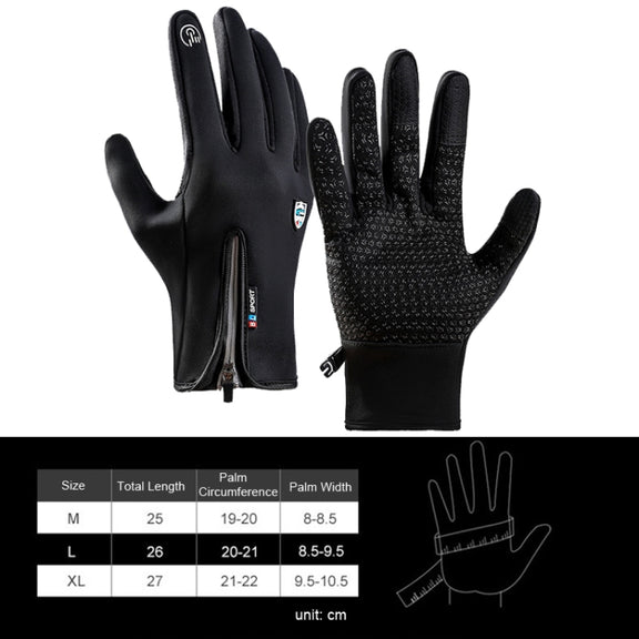 A045 Cycling Gloves Touch Screen Windproof Water-resistant Sport Keep Warm Gloves, Size: L(Black)