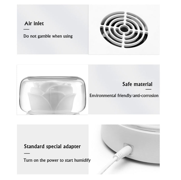 400ml Rose Aromatherapy Diffuser Timing Humidifier with Seven-color Light,CN Plug(White)