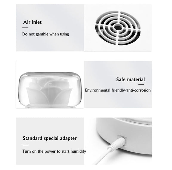 400ml Rose Aromatherapy Diffuser Timing Humidifier with Seven-color Light,CN Plug(White)