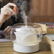 400ml Rose Aromatherapy Diffuser Timing Humidifier with Seven-color Light,CN Plug(White)