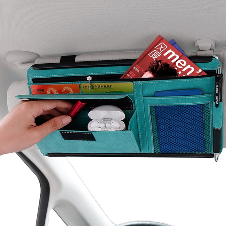 DE RAN FU Car Shade Glasses Box Storage Bag Car Flip Fur Glue Box Zipper Card Bag(Blue)
