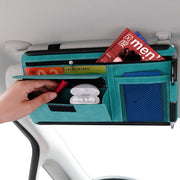 DE RAN FU Car Shade Glasses Box Storage Bag Car Flip Fur Glue Box Zipper Card Bag(Blue)