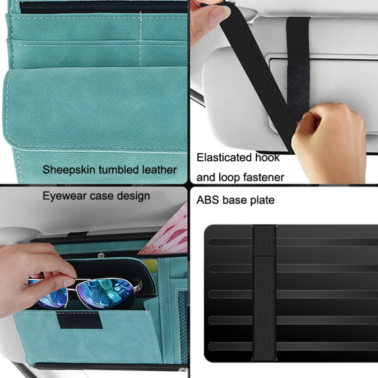 DE RAN FU Car Shade Glasses Box Storage Bag Car Flip Fur Glue Box Zipper Card Bag(Blue)