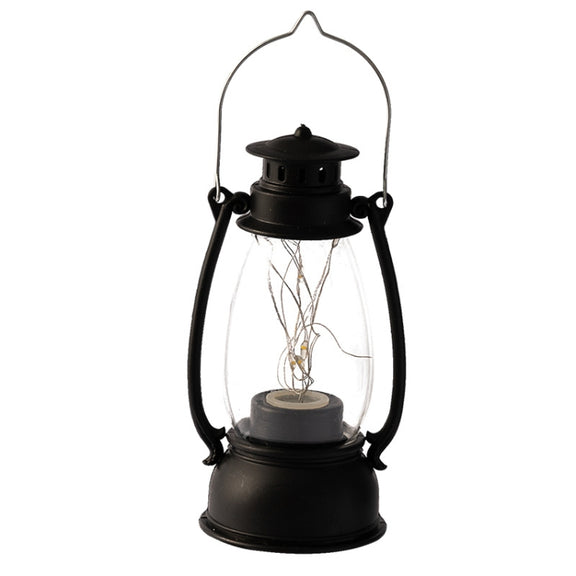 Retro Lantern Table Decoration Christmas Scene Decoration Simulation Oil Lamp(Black)