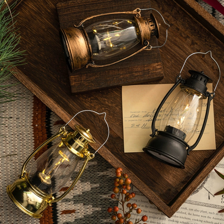 Retro Lantern Table Decoration Christmas Scene Decoration Simulation Oil Lamp(Bronze)