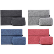 For Microsoft Surface Pro 9 Tablet Protective Case Holder(South African Sheepskin Blue Case + Power Supply Bag)