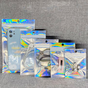 100PCS Laser Self-sealing Packaging Bag Data Line Aluminum Foil Plastic Bag , Size: 13x25cm