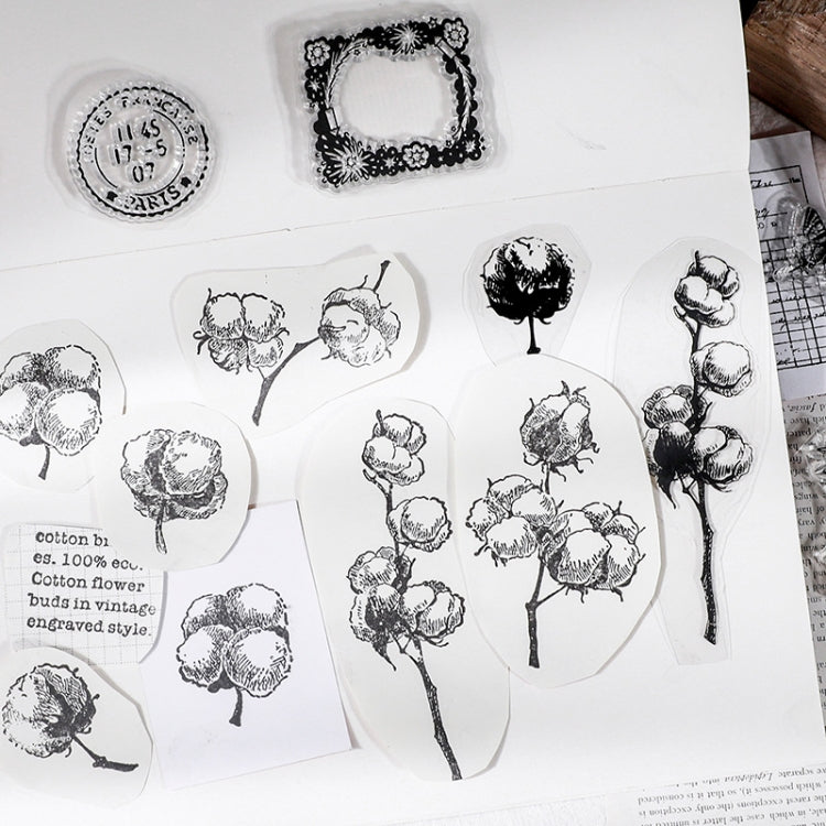 5 PCS Vintage Botanical Arrangement Handbook Clear Silicone Stamp(Butterfly)