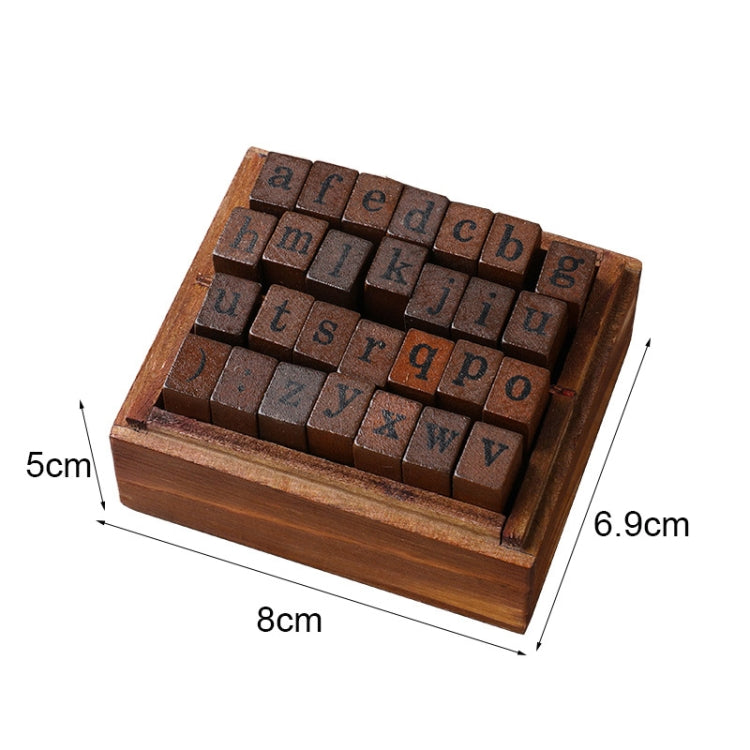E13 28PCS/Set Vintage Wooden Alphabet and Number Diary Handbook DIY Stamps(Regular Capital)