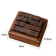 E13 28PCS/Set Vintage Wooden Alphabet and Number Diary Handbook DIY Stamps(Regular Capital)