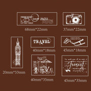 MOCARD 7 In 1 Wooden Stamp Set Handbook DIY Material(Senyu Traveler)