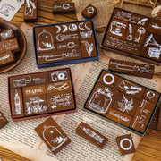 MOCARD 7 In 1 Wooden Stamp Set Handbook DIY Material(Senyu Traveler)