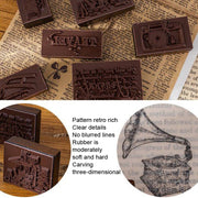 MOCARD 7 In 1 Wooden Stamp Set Handbook DIY Material(Senyu Traveler)