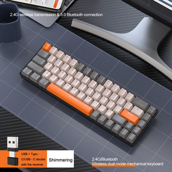 ZIYOU LANG K68 68 Keys Bluetooth Wireless Dual Model Mechanical Keyboard, Style: Red Shaft Version (Shimmering)