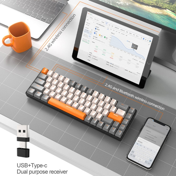 ZIYOU LANG K68 68 Keys Bluetooth Wireless Dual Model Mechanical Keyboard, Style: Red Shaft Version (Shimmering)