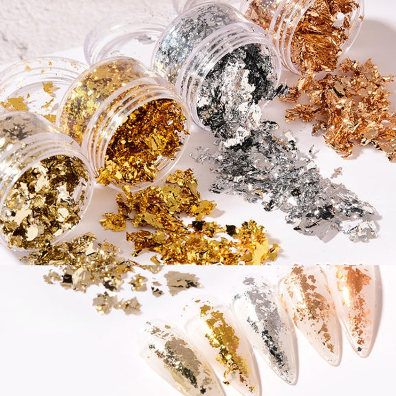 10 PCS K Gold Tin Foil Nail Decoration Nail Polish Adhesive Sticker(01 Gold)