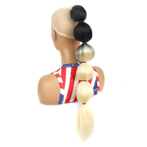 DLMW01 Bubble Shape Shaggy Wig Ponytail Drawstring Long Ponytail Wigs, Spec: 1BT613