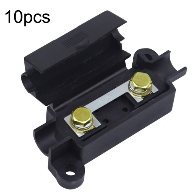 10pcs 100A Small Fork Bolt Fuse Block Car Air Conditioning All The Way Fuse Box Fuse Holder(Black)