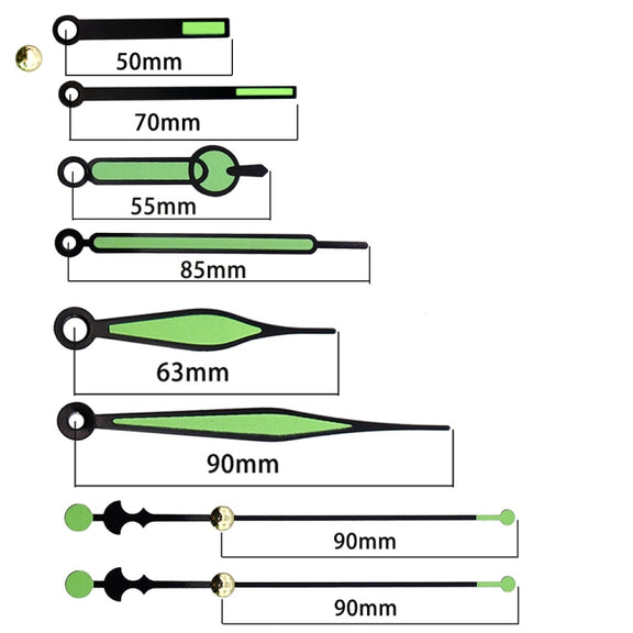 Shaft Length 18.5mm Quartz Clock Silent Movement + Luminous Hands DIY Kit,Spec: Movement+616