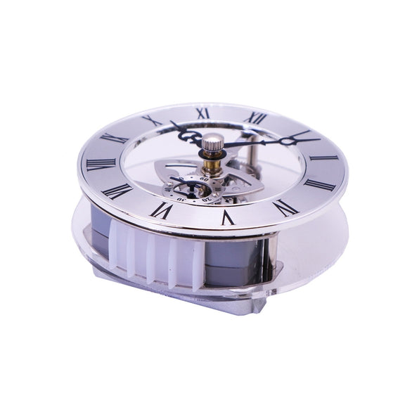 Metal See-through Quartz Clock Gear Clock DIY Accessories 86mm Silver Movement