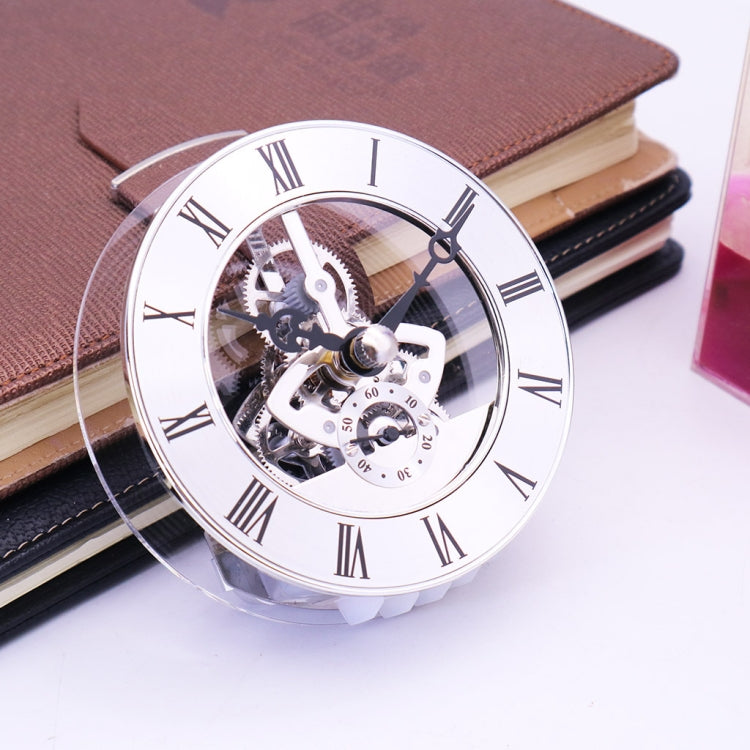 Metal See-through Quartz Clock Gear Clock DIY Accessories 86mm Silver Movement