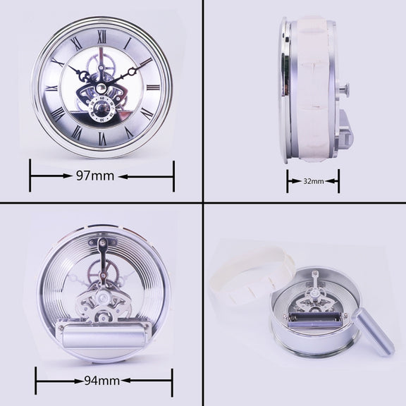 Metal See-through Quartz Clock Gear Clock DIY Accessories 97mm Silver Clock Head
