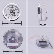 Metal See-through Quartz Clock Gear Clock DIY Accessories 103mm Silver Clock Head