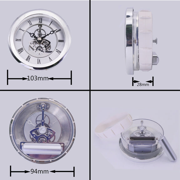 Metal See-through Quartz Clock Gear Clock DIY Accessories 103mm Silver Clock Head