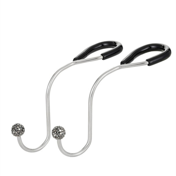 Multifunctional Car Seat Hooks With Diamond Inlay(Shiny Black)