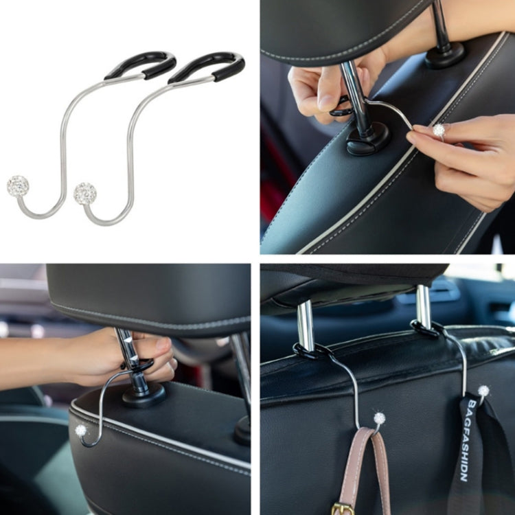 Multifunctional Car Seat Hooks With Diamond Inlay(Black)