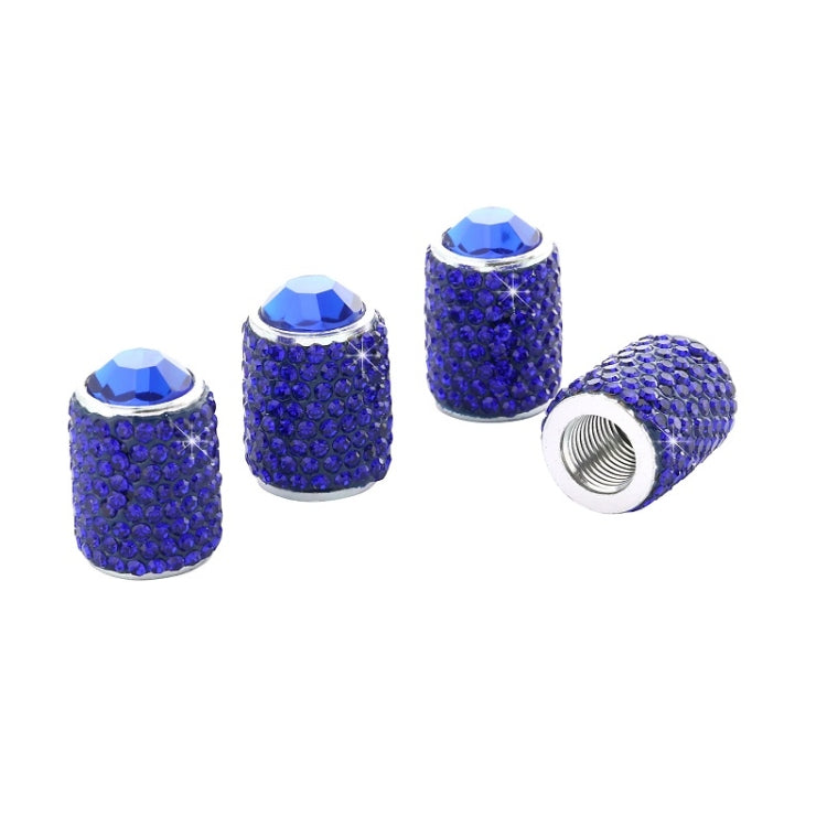 Car Tyre Aluminium Full Diamond Valve Cap With Seal(Dark Blue)