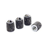 Car Tyre Aluminium Full Diamond Valve Cap With Seal(Shiny Black)