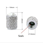 Car Tyre Aluminium Full Diamond Valve Cap With Seal(Lake Blue)