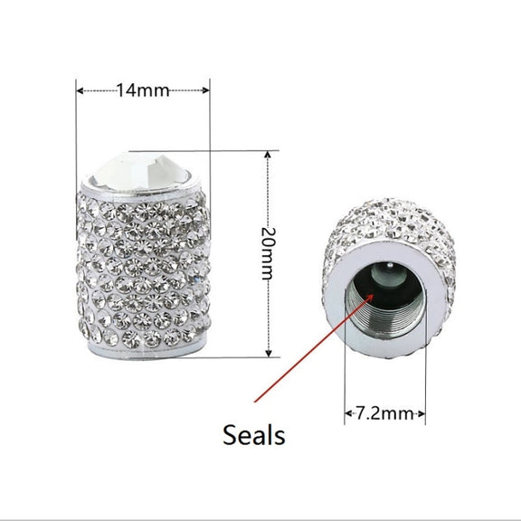 Car Tyre Aluminium Full Diamond Valve Cap With Seal(Lake Blue)