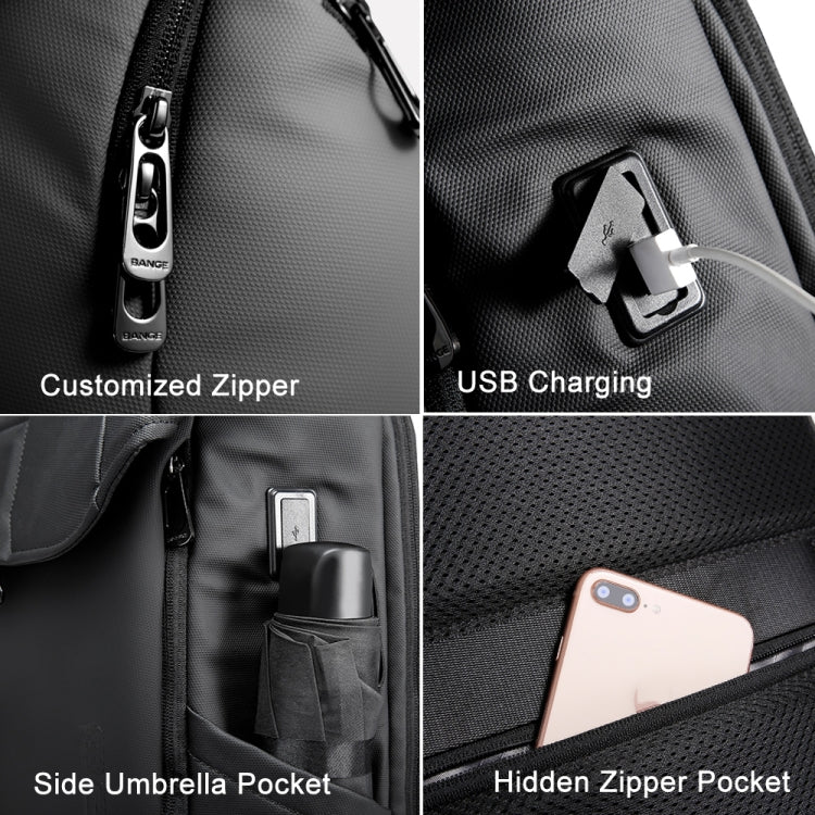 BANGE BG-2575  Anti theft Water-resistant Laptop Backpack 15.6 Inch Daily Work Business Backpack(Black)