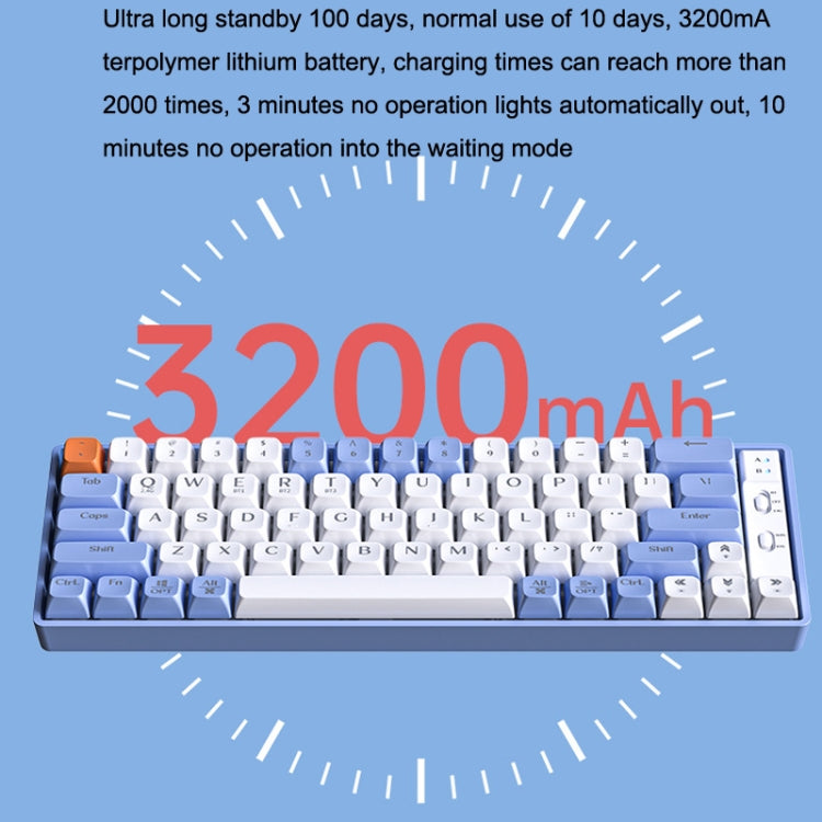 LANGTU GK65 65 Keys Wireless / Bluetooth / Wired Three Model Game Mechanical Keyboard, Cable Length: 1.5m(Milk White)
