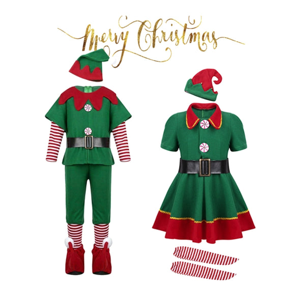 Christmas Green Elf Cosplay Costume Chris Santa Claus Costume Set, Size: 160cm(Male)