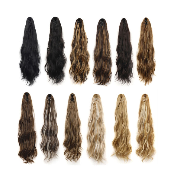 P96 Clip-On Wig Long Ponytail Water Ripple Long Curly Wig(18B)
