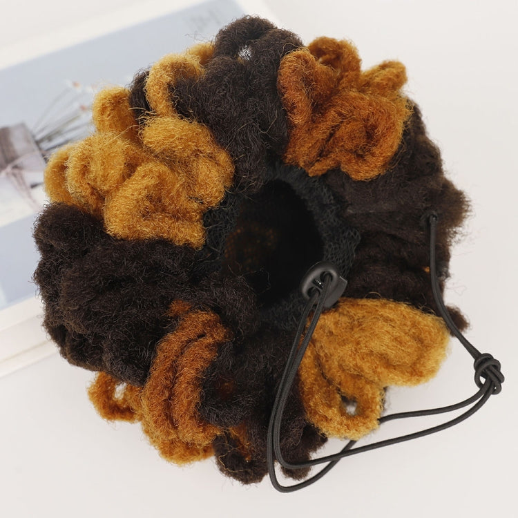 LSFBZB Drawstring Dreadlocks Wig Caterpillar Dreadlock Shaggy Hair Bun, Spec: 1BH27