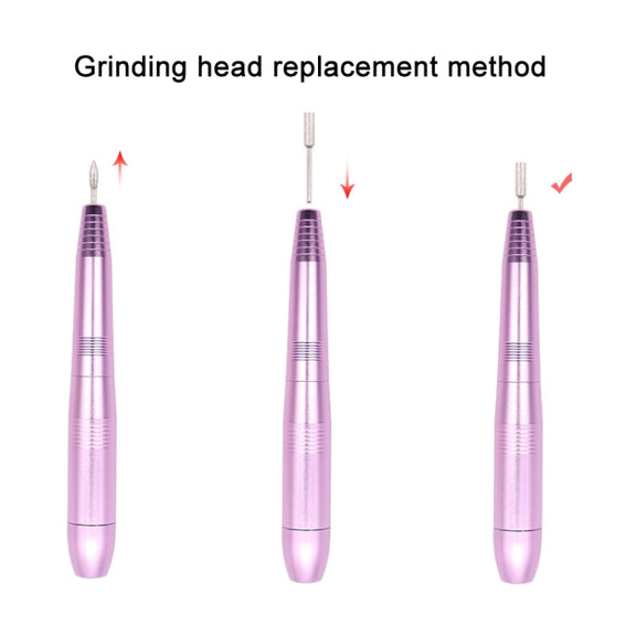 USB Plug Aluminum Nail Drill Machine Electric Manicure Milling Cutter Set(Golden)