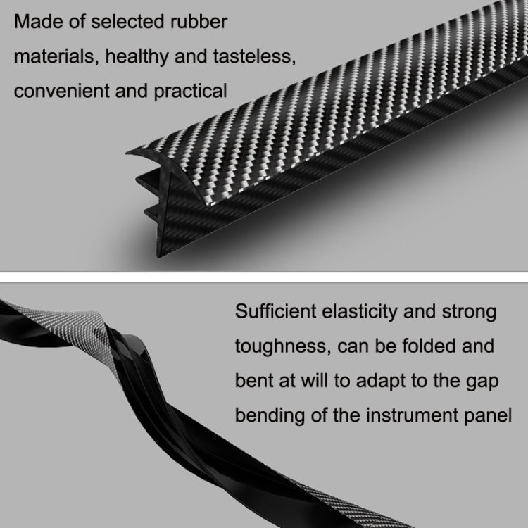 N856 Carbon Fiber Pattern Car Elastomer Seal Rubber Strip Instrument Panel Leakproof Dustproof Soundproof Universal