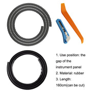 2pcs N856 No Fiber Pattern Car Elastomer Seal Rubber Strip Instrument Panel Leakproof Dustproof Soundproof Universal