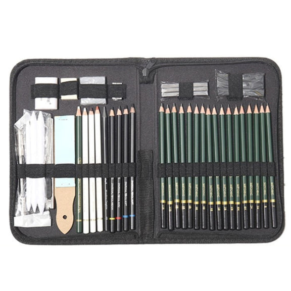 42 In 1 Drawing Painting Sketch Kit with Pencil Erasers Sharpener(Black)